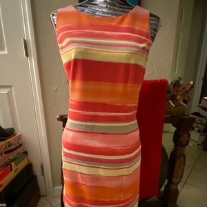 Pappagallo Women’s Sherbet Striped Sleeveless Shift Dress with Bling Back Zip!